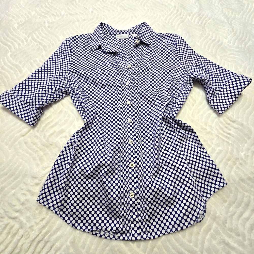 NYC Polka Dot  Button-Up Shirt. Blue. Size S.
